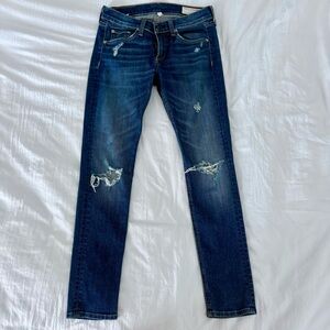 Rag & Bone Cropped Ankle Distressed Capri Jeans